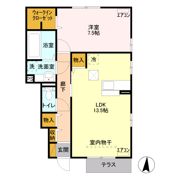 西中居ハイツ Dの間取り画像