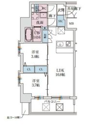 スプランディッド弁天町DUEの間取り画像