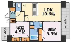 プレサンス堺筋本町エグゼブランの間取り画像