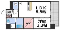 S-RESIDENCE難波西alterの間取り画像