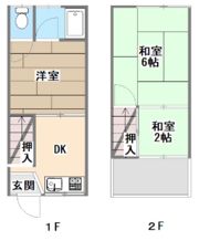 江瀬美町連棟貸家の間取り画像