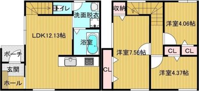 茶屋町戸建賃貸 西棟の間取り画像