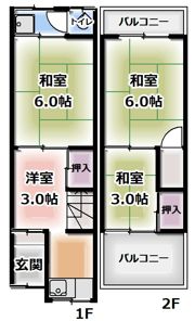 貸家 萱島東の間取り画像