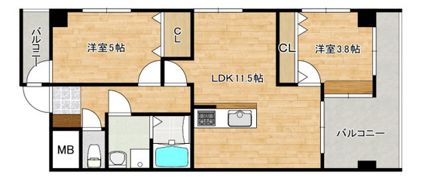 宇品ハイツの間取り画像