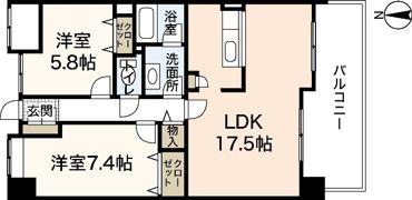イワーサ楽々園の間取り画像