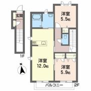 シャルマン高洲 Ⅱ棟?Bの間取り画像