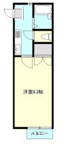 ロイヤルハイツB棟 2階1Kの間取り画像