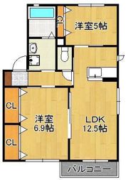 三洋タウン上香月Dの間取り画像