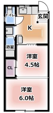 御幸東町2階貸室の間取り画像