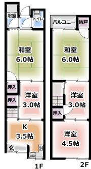 藤田町3丁目貸家の間取り画像