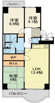 ユニハイム千里丘 1号棟の間取り画像