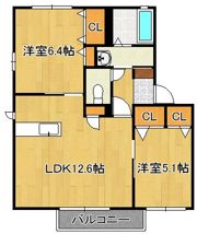 シティパル長行 C棟の間取り画像