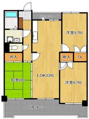 サンライフ木町 605号の間取り画像