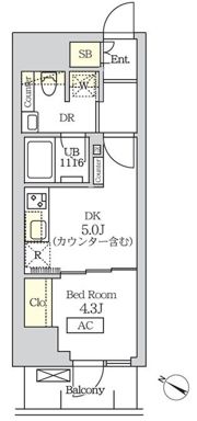 コスモグラシア新宿西早稲田の間取り画像