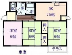 山上貸家 東の間取り画像