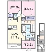 ヴィラ・マウントワン長尾Bの間取り画像