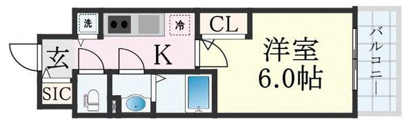 エスリード難波ザ・アークの間取り画像