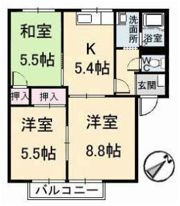 ヴィラ キャロット A棟の間取り画像