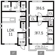 樟葉野田1丁目貸家の間取り画像