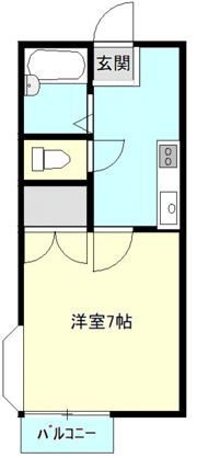 ロイヤルハイツB棟 2階1Kの間取り画像