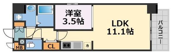 プレサンス堺筋本町エグゼブランの間取り画像