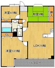 アーベインルネス大手町 1402号室の間取り画像