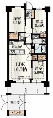 貸マンション 定期借家 世田谷区給田3丁目の間取り画像