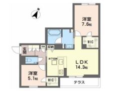 シャーメゾン神戸摩耶★小型犬2匹まで★ネット無料★エアコン全室の間取り画像
