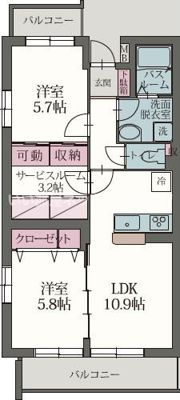 ソレイユK ドゥーの間取り画像