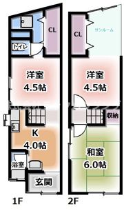 金田町1丁目リノベテラスハウスの間取り画像