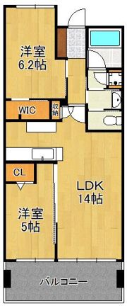 ライブスクエア小倉駅オーシャンテラス 1706号室の間取り画像