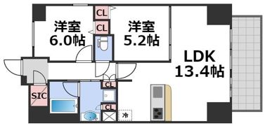 プレサンス心斎橋レヨンの間取り画像