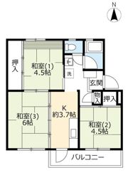 UR小平1-11号棟410号室の間取り画像