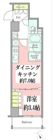 クレストコート新宿山吹町の間取り画像