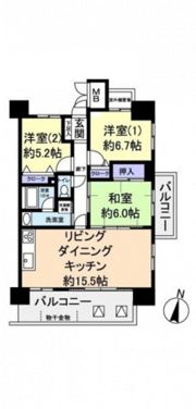 アスレ東原Ⅰ番館の間取り画像