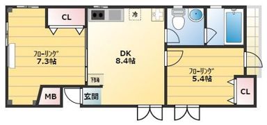 磯﨑フラツトの間取り画像