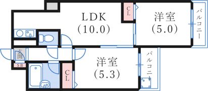 モダンアパートメント神戸新長田の間取り画像
