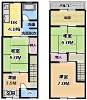 西郷通4丁目貸家(向かって右)の間取り画像