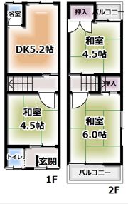 門真市桑才新町テラスハウスの間取り画像