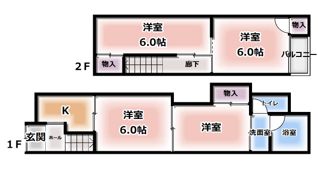 門真市四宮貸家の間取り画像
