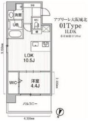 アプリーレ大阪城北の間取り画像