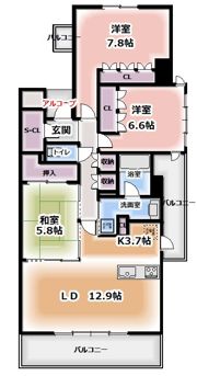 ジオ千里中央フロントコートA棟の間取り画像