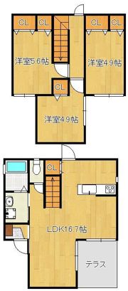 unicube上上津役Aの間取り画像