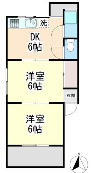 朝日ハイツ2F西側の間取り画像