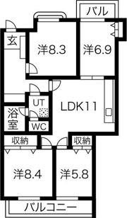 三旺マンション第三東山の間取り画像