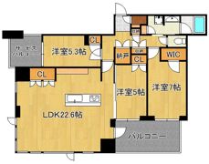 グランドメゾンガーデンシティ小倉 1502号室の間取り画像