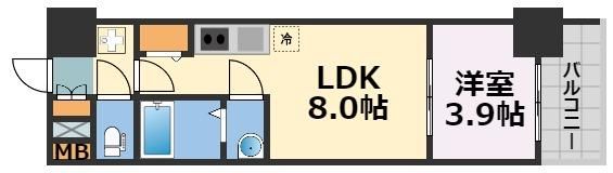 プレサンス堺筋本町エグゼブランの間取り画像