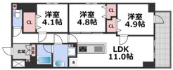 プレサンスNEO新深江リュミエルの間取り画像