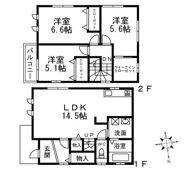 ﾌｼﾞﾊﾟﾚｽ戸建賃貸四條畷市二丁通町の間取り画像