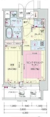 プレサンスOSAKA DOMECITYワンダーの間取り画像